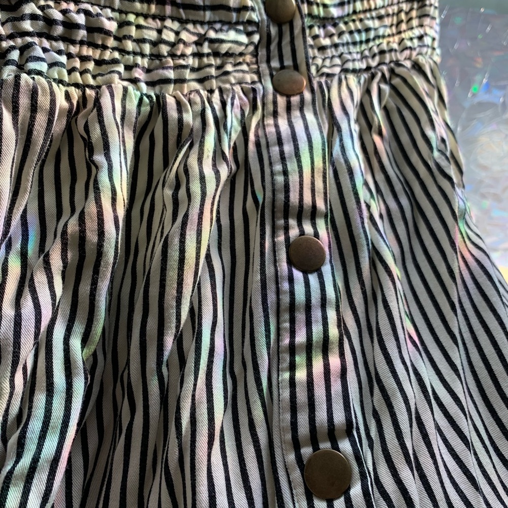 Cream and Black Striped Miniskirt